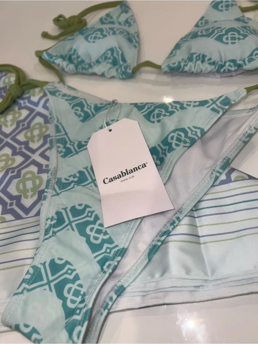 Casablanca  Aqua Patterned bikini set with matching sarong
